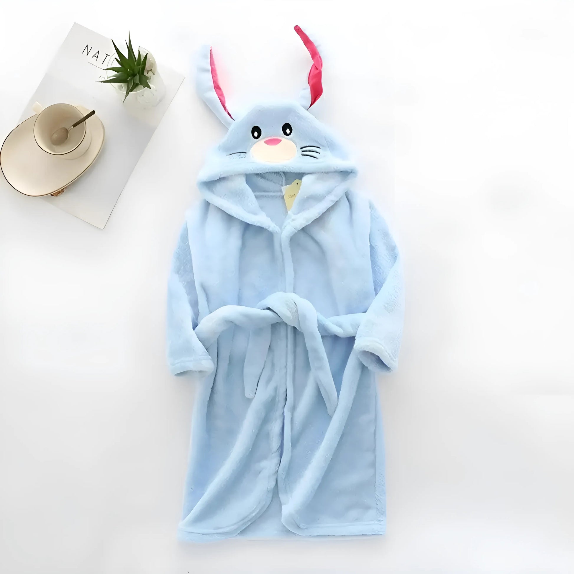 Blue Children's Bunny Motif Bathrobe