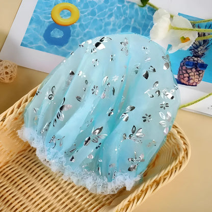 Blue Floral Bath Cap