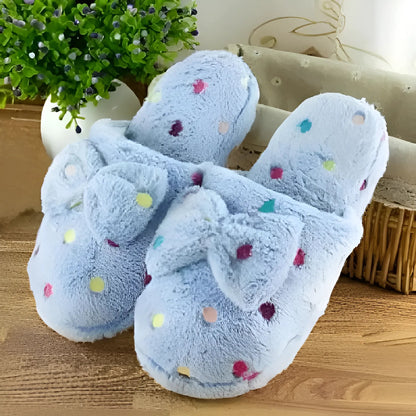 Blue Home Slippers with Bow