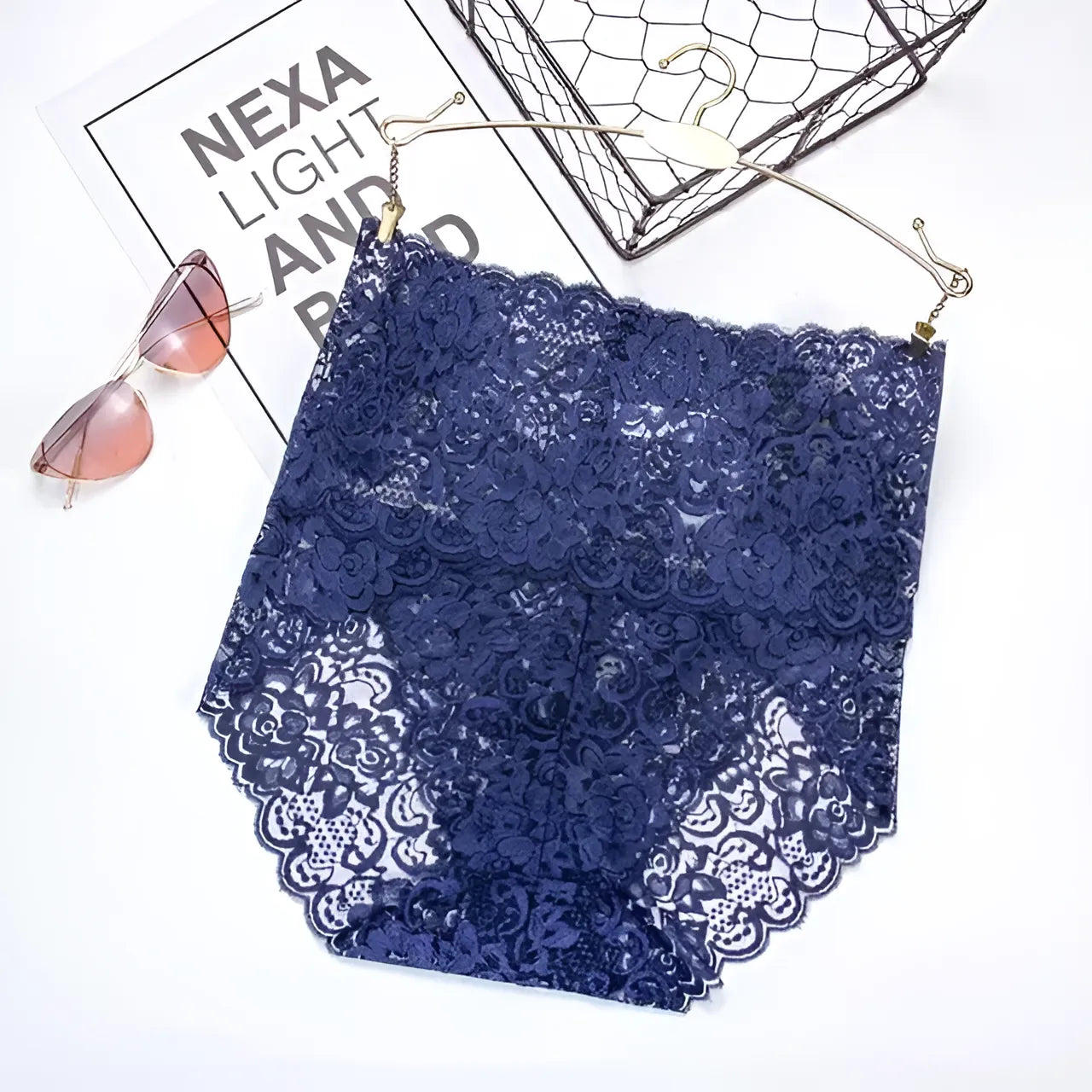 Blue Lace High-Waisted Knickers