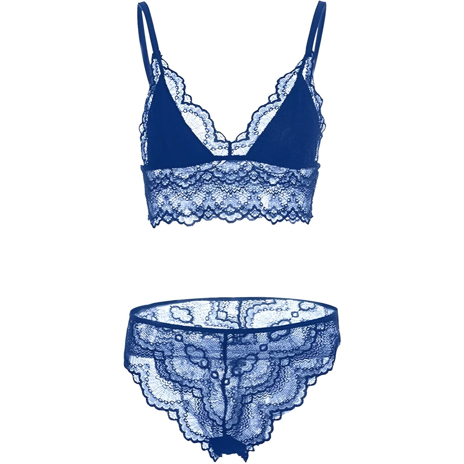 Blue Lace Lingerie Set with Bralette