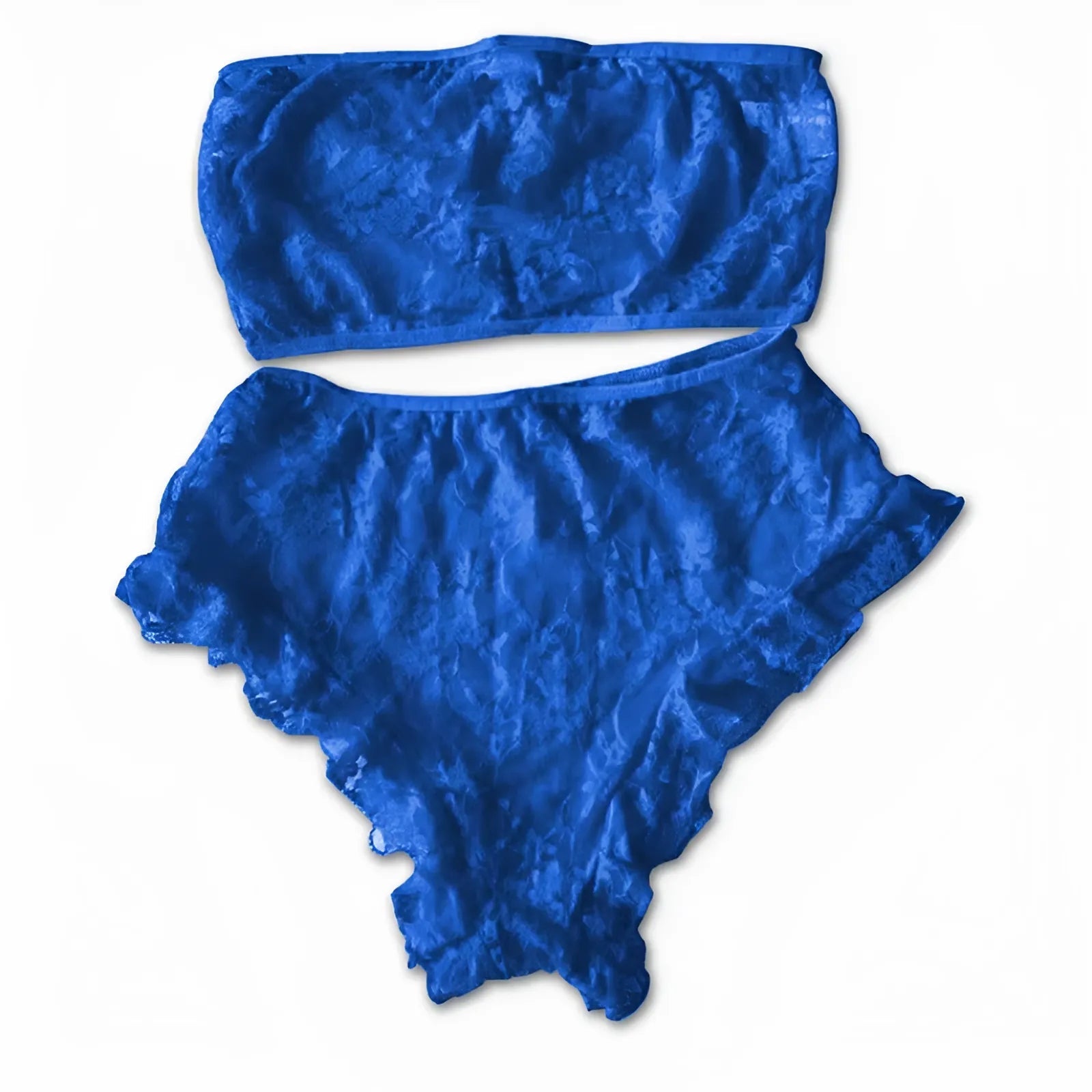 Blue Lace Lingerie Set with Frills