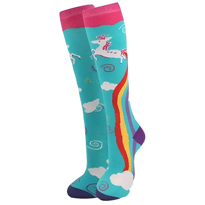 Blue Long Socks in Colourful Patterns