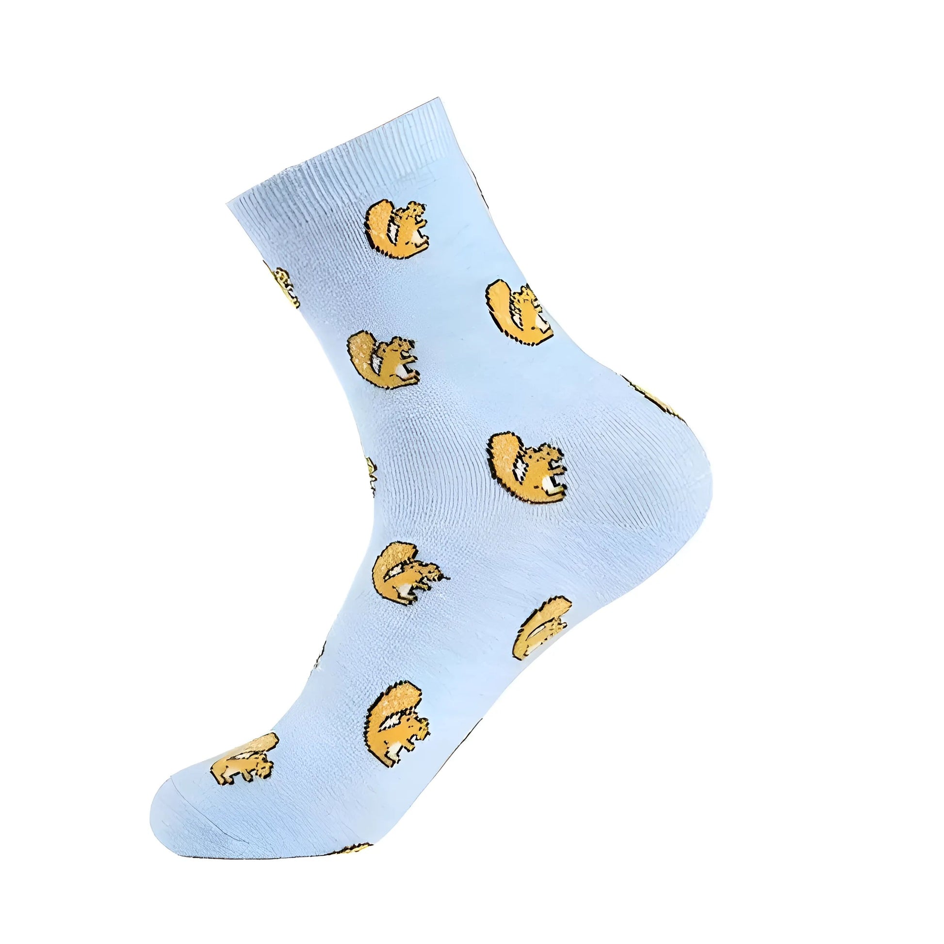 Blue Long Socks with Colourful Prints