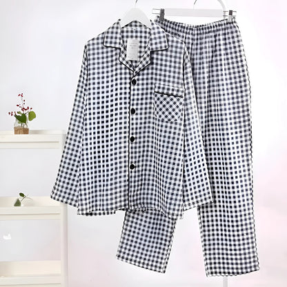 Blue Men's Checked Pyjamas