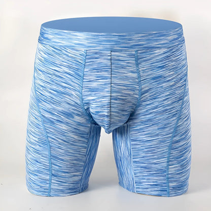 Blue Men's Long Breathable Boxer Shorts