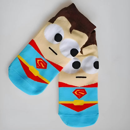 Blue Men's Short Superhero Socks