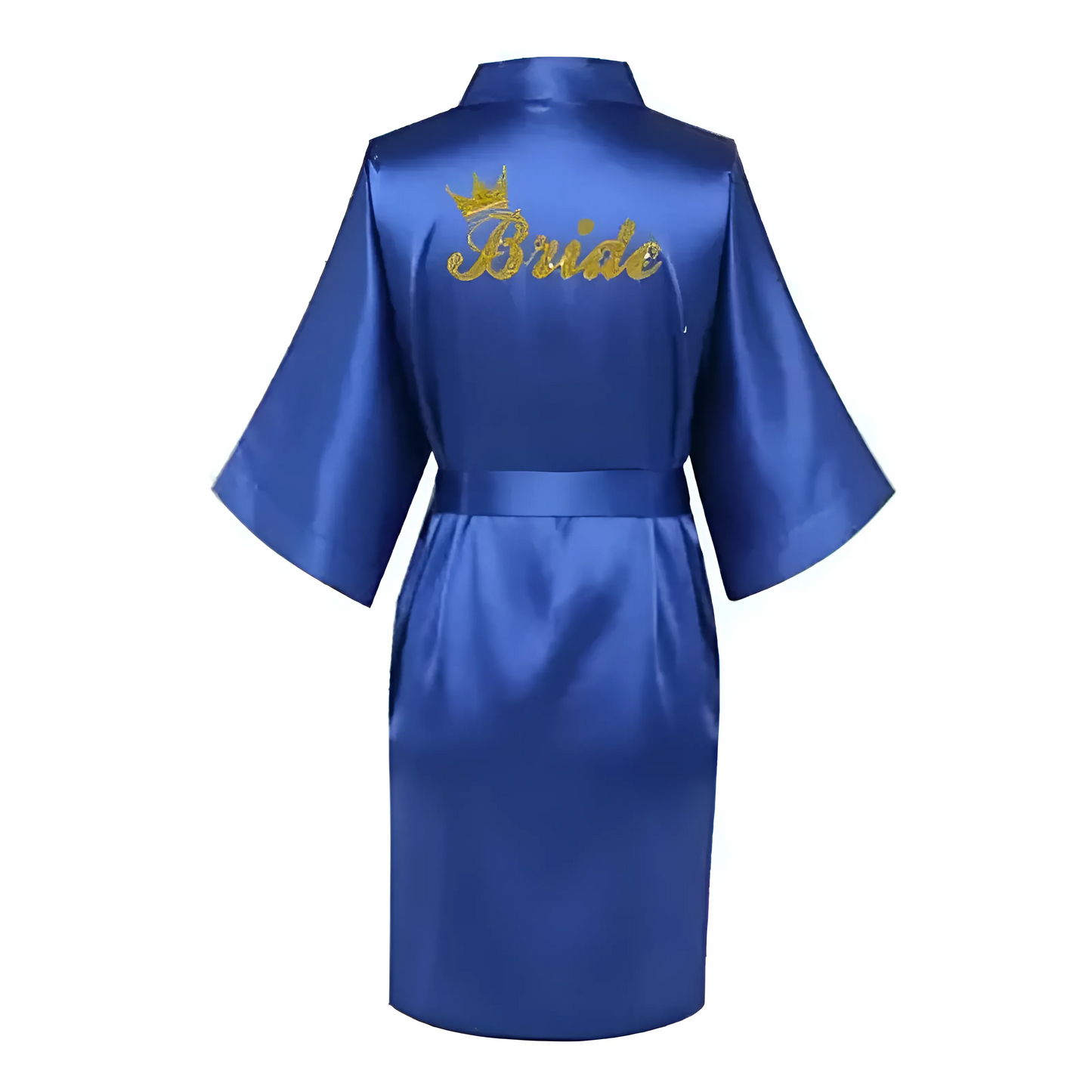 Blue Satin Bridal Robe with "Bride" Embroidery