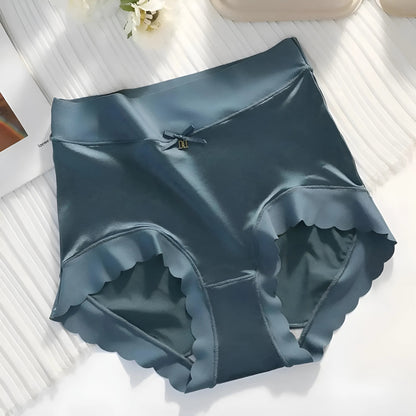 Blue Seamless High-Waisted Knickers with Bow Detail