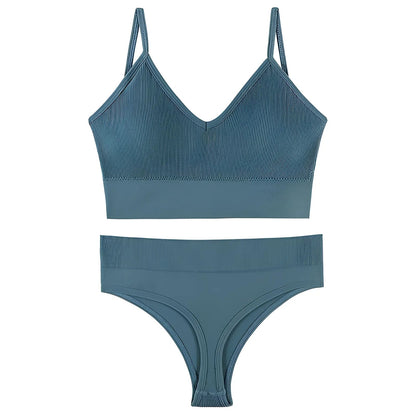 Blue Seamless Lingerie Set