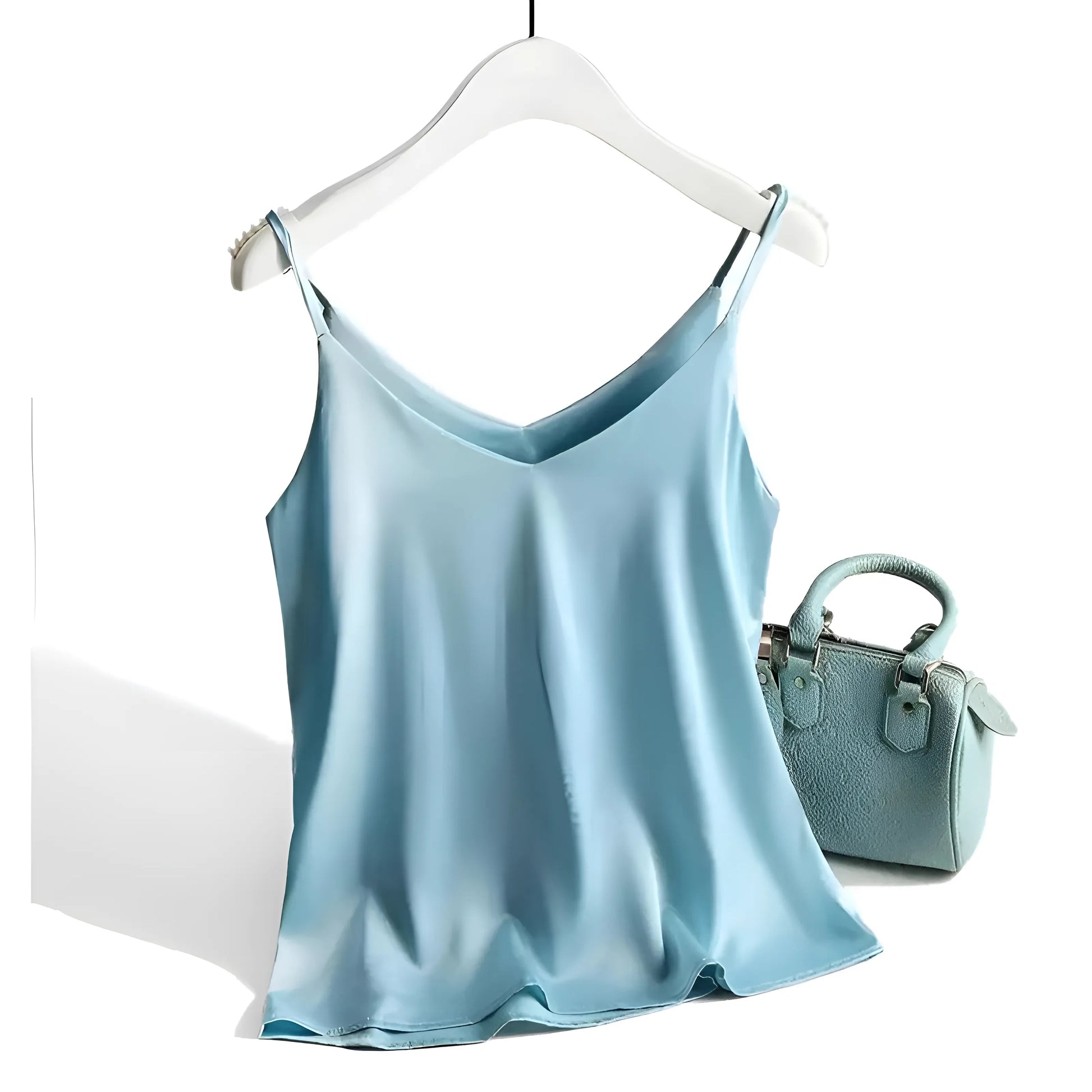 Blue Silk Satin Women's Camisole