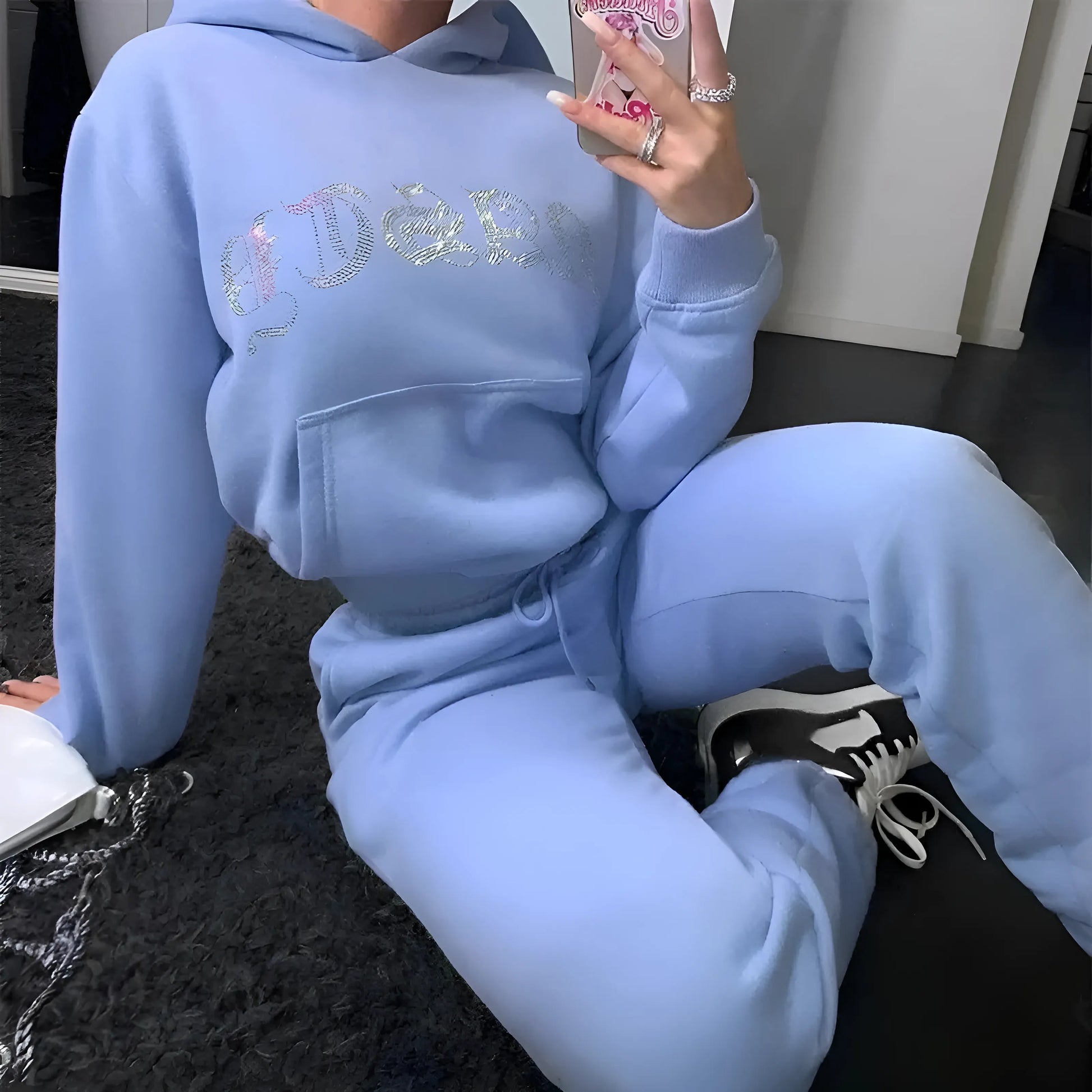 Blue Tracksuit with Decorative Text