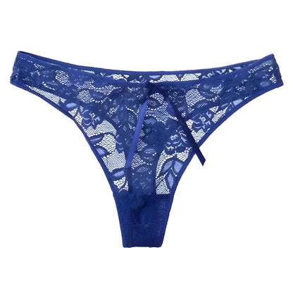 Blue Universal Classic Lace String Thongs