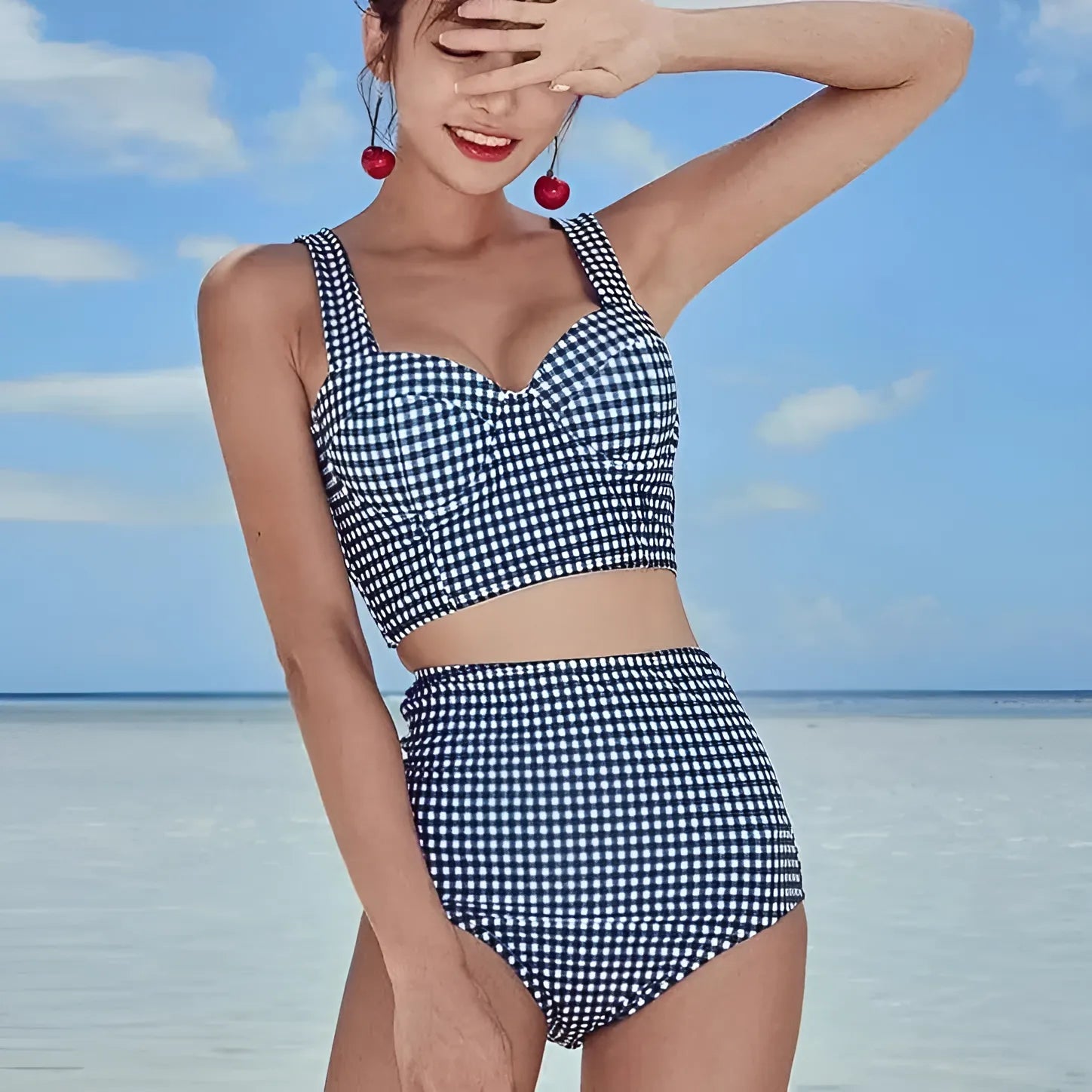 Blue Vintage Two-Piece Swimsuit