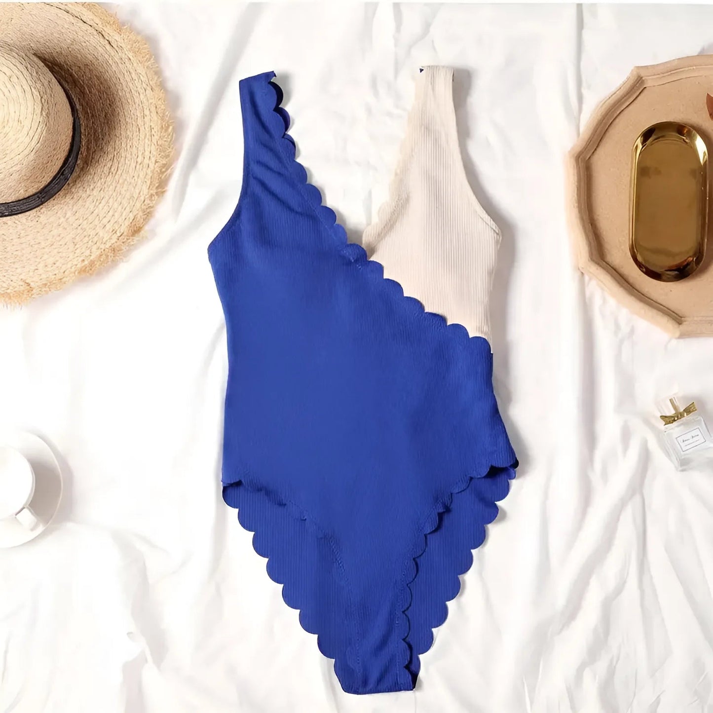 Blue-White Two-Tone Swimsuit