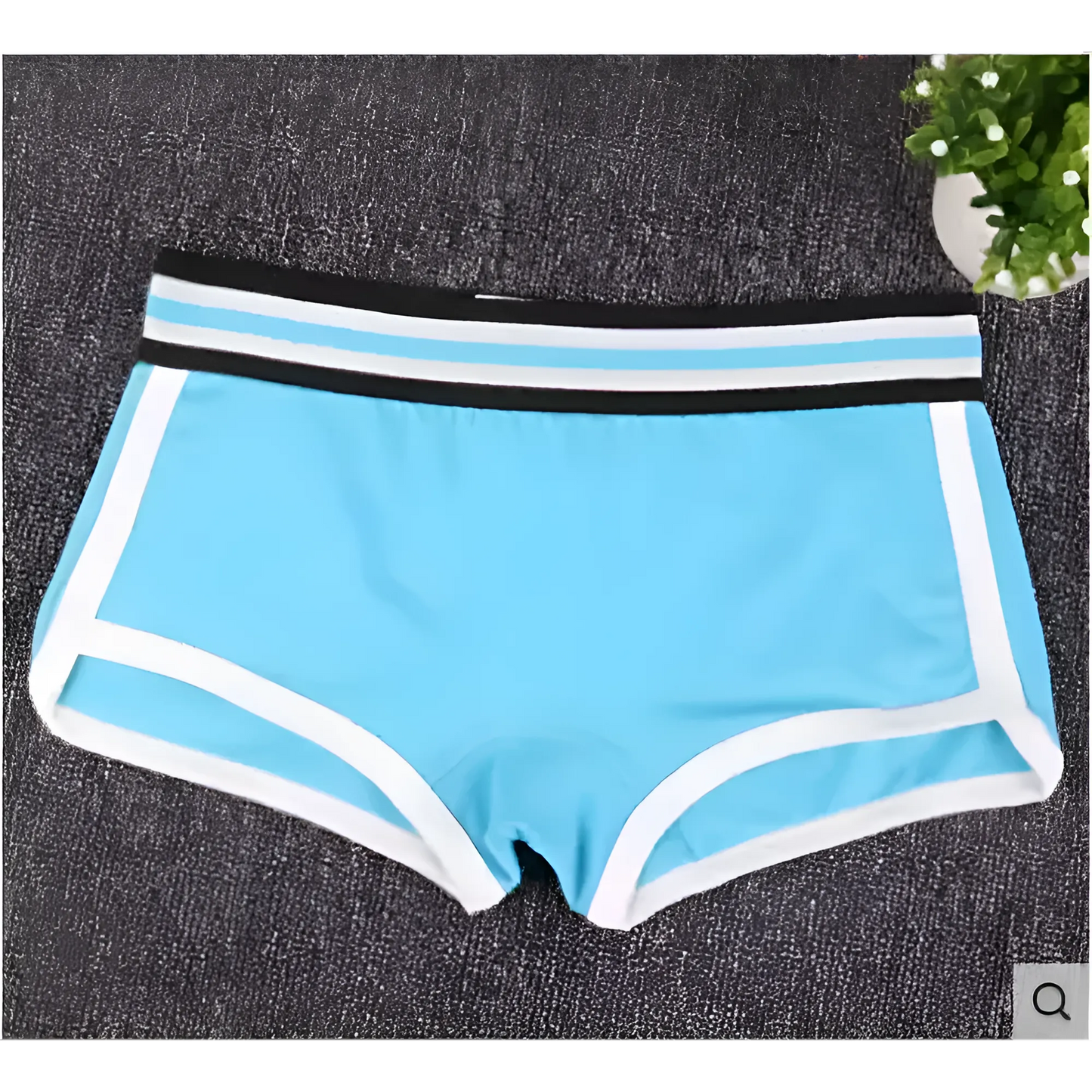 Blue Women's Boxer Briefs with Colourful Waistband