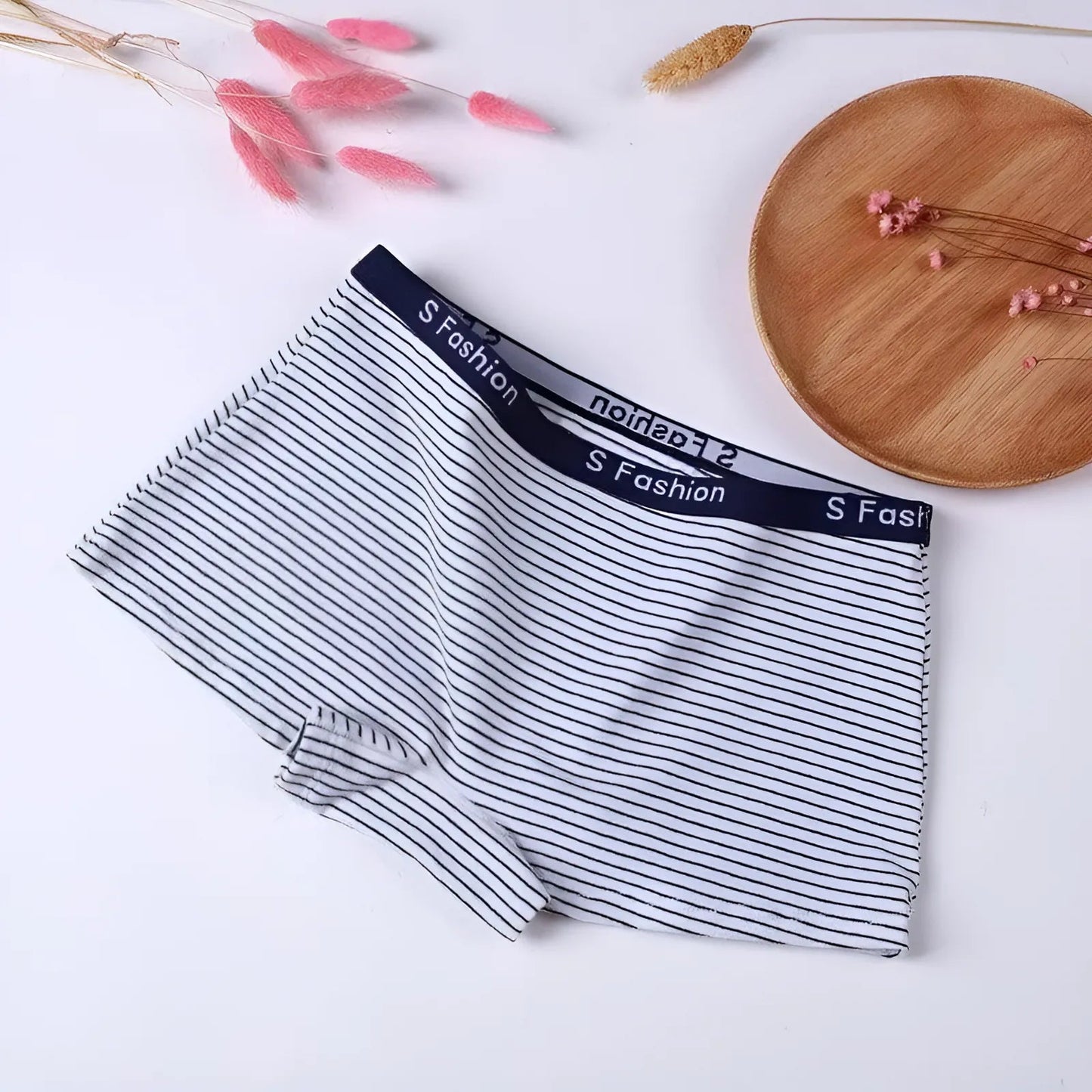 Blue Women's Striped Boxer Briefs