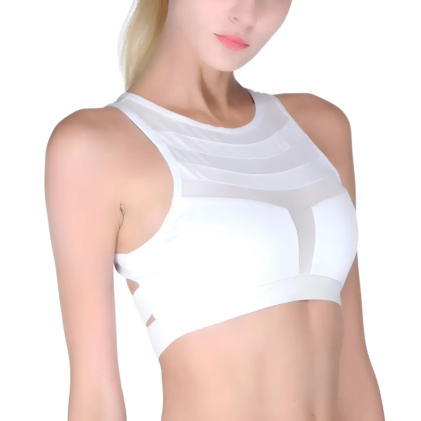  Breathable Sports Bra with Mesh Panels