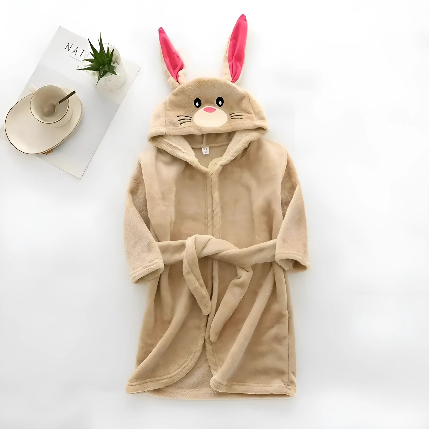 Brown Children's Bunny Motif Bathrobe