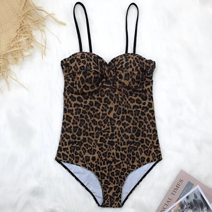 Brown Classic One-Piece Swimsuit