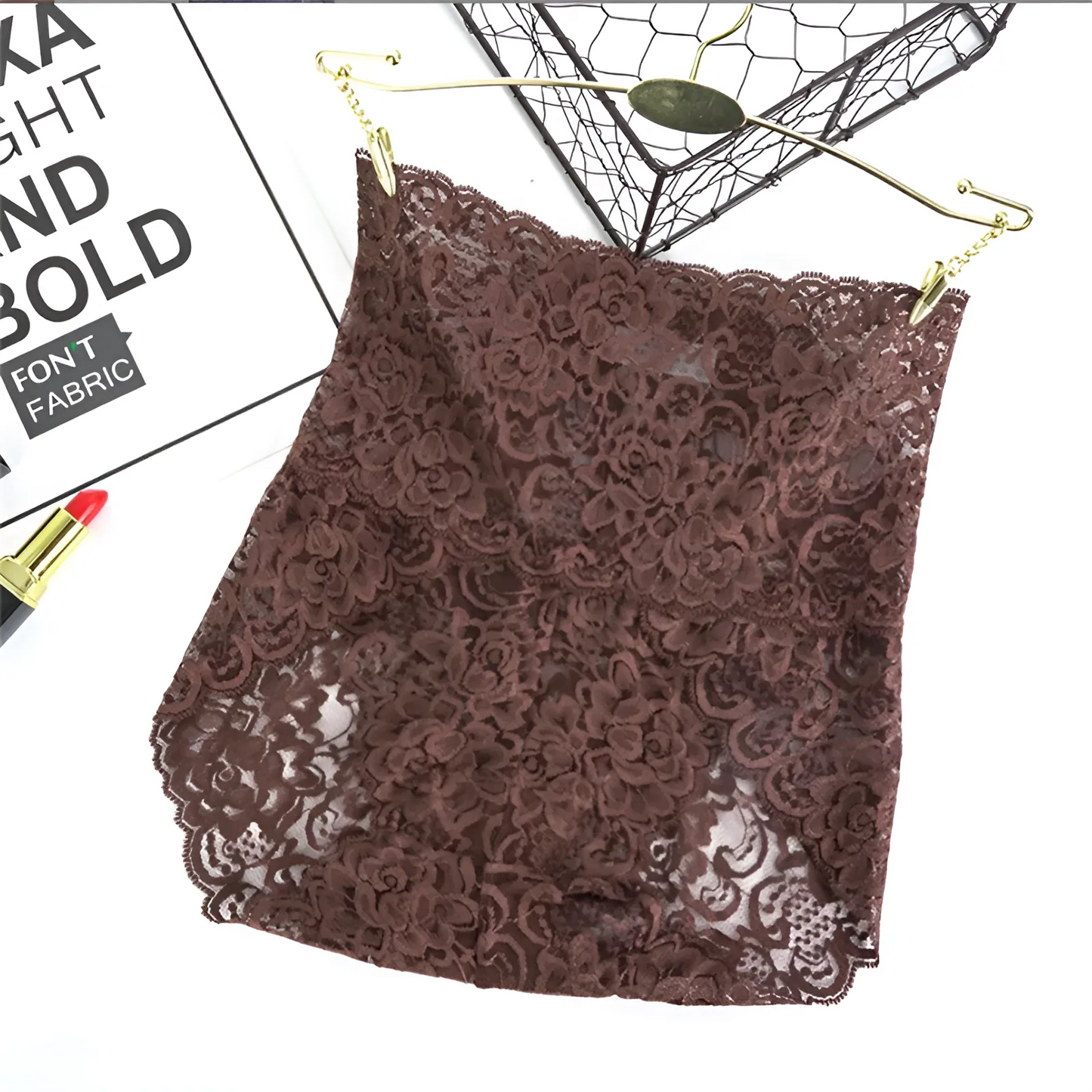 Brown Lace High-Waisted Knickers