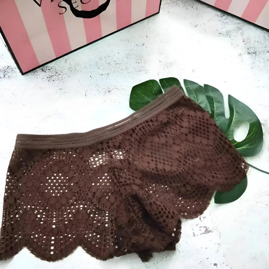 Brown Lace High-Waisted Knickers