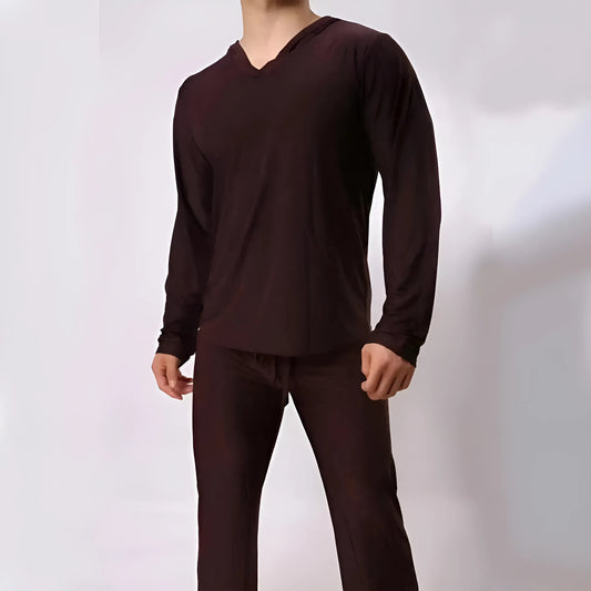 Brown Men's Hooded Pyjama Set