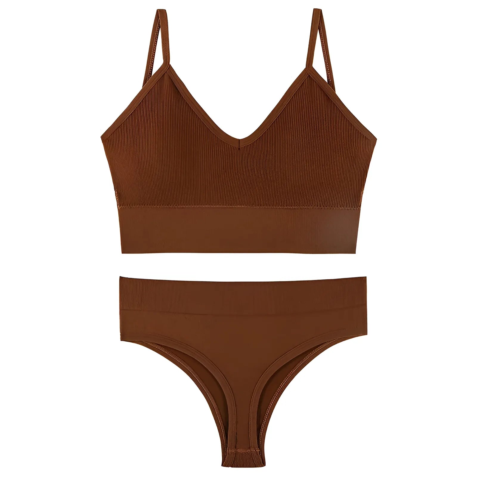 Brown Seamless Lingerie Set