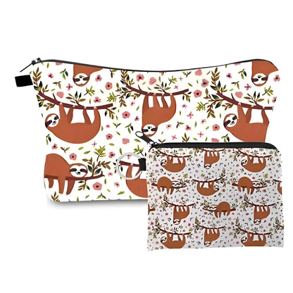 Brown Set of Two Zip Cosmetic Bags