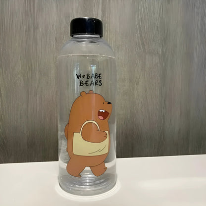 Brown Teddy Bear Printed Water Bottle