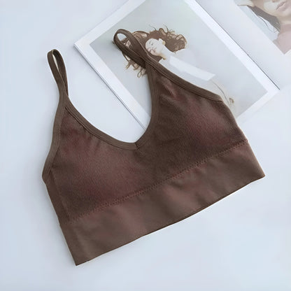 Brown Thin Strapped Sports Bra