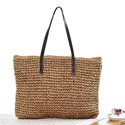 Brown Woven Beach Bag