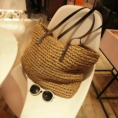 Brown Woven Beach Bag