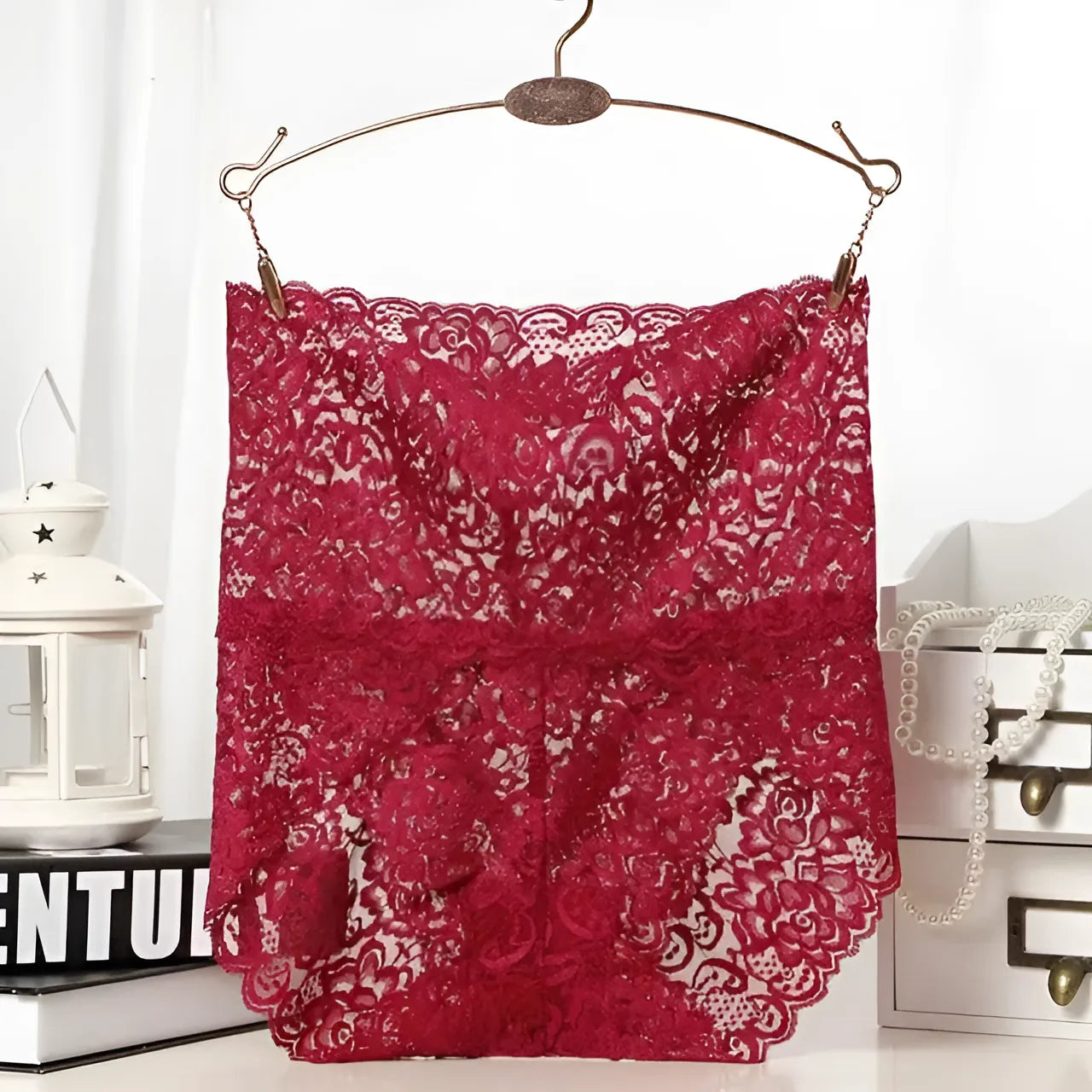 Burgundy Lace High-Waisted Knickers