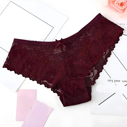 Burgundy Lace Knickers in Pastel Colours