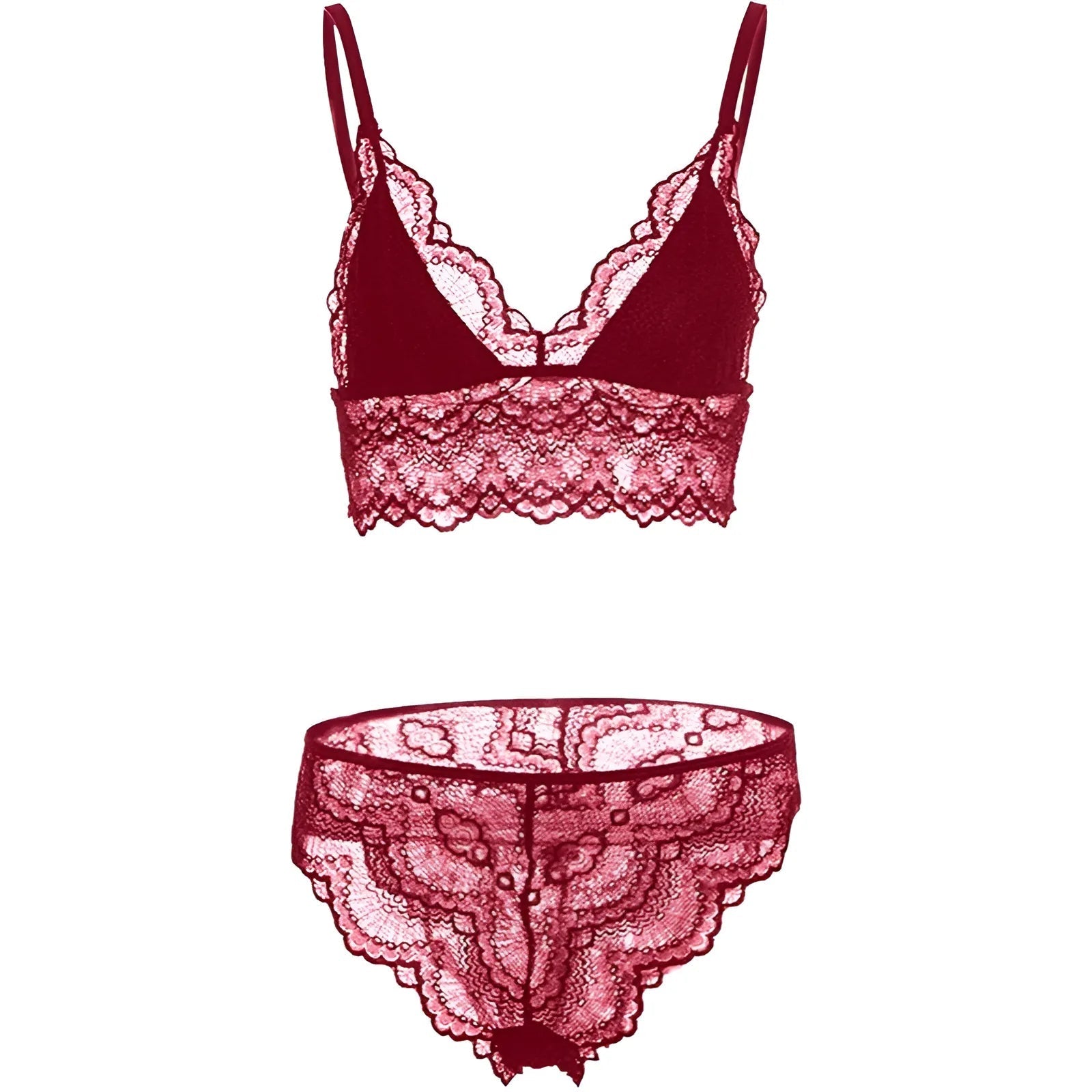 Burgundy Lace Lingerie Set with Bralette