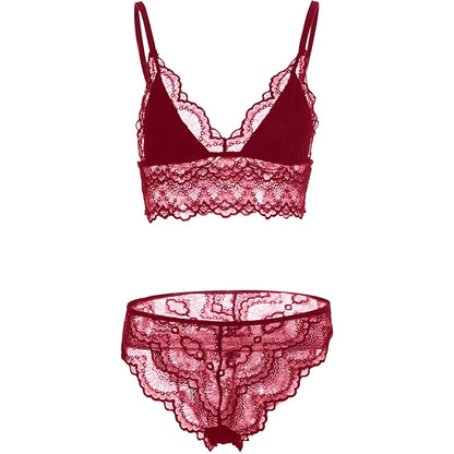 Burgundy Lace Lingerie Set with Bralette