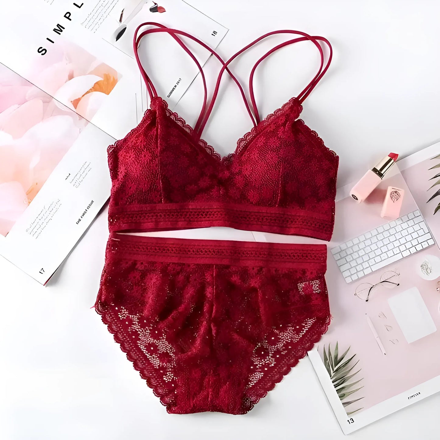 Burgundy Lace Nightwear Set