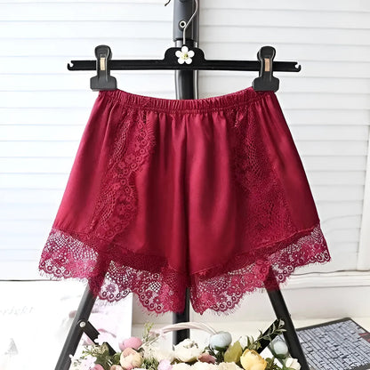 Burgundy Lace Trim Sleep Shorts