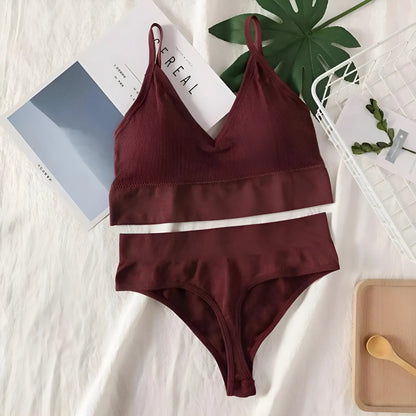 Burgundy Ribbed Lingerie Set