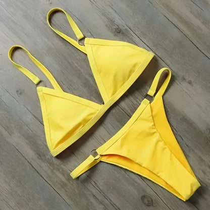  Classic Two-Piece Bikini with Decorative Rings