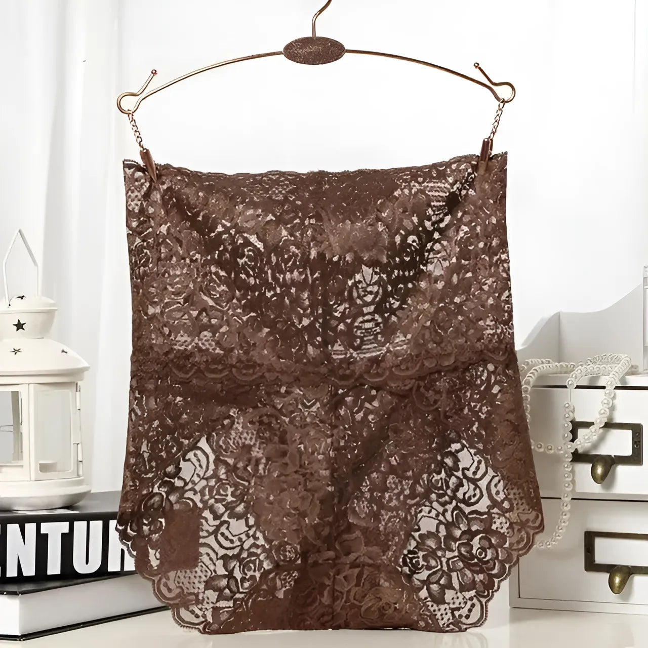 Coffee Lace High-Waisted Knickers