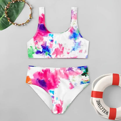  Colourful Two-Piece Swimsuit