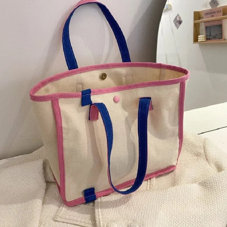 Cotton beach bag - pink