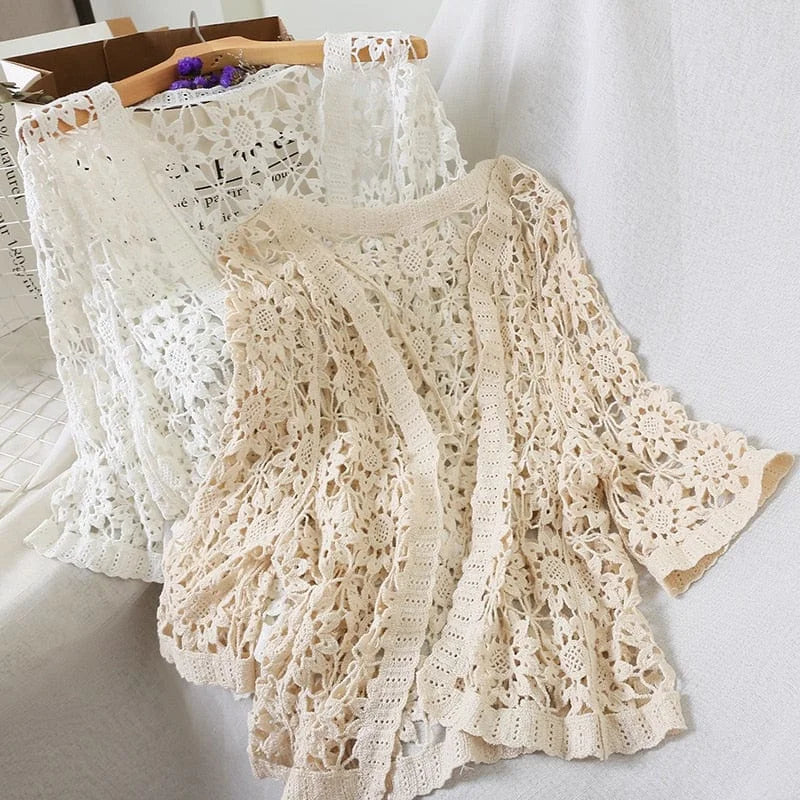 Crochet beach kimono