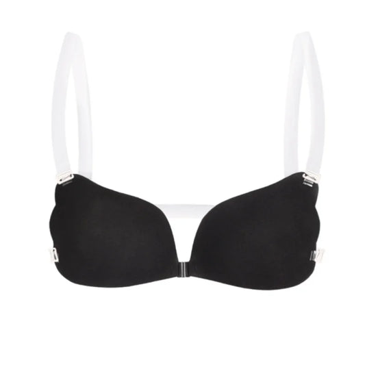 Cut-out bra with transparent straps - black