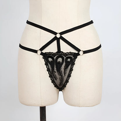 Lace String Thongs with Decorative Straps