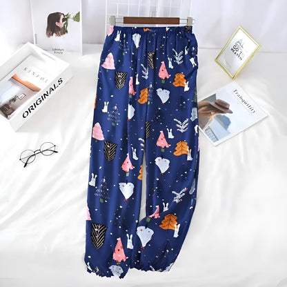 Dark Blue Colourful Patterned Pyjama Trousers