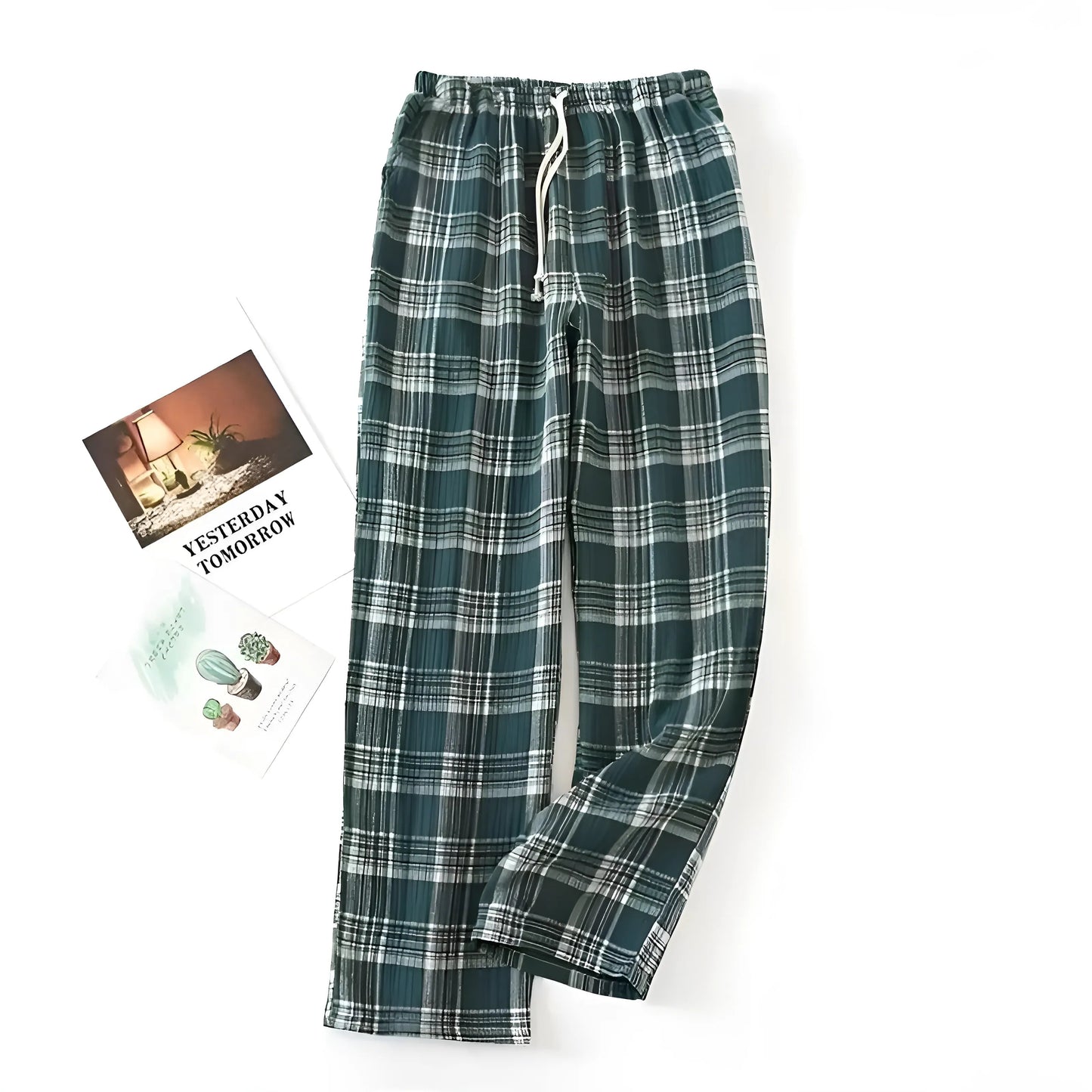 Dark Green Checked Pyjama Trousers