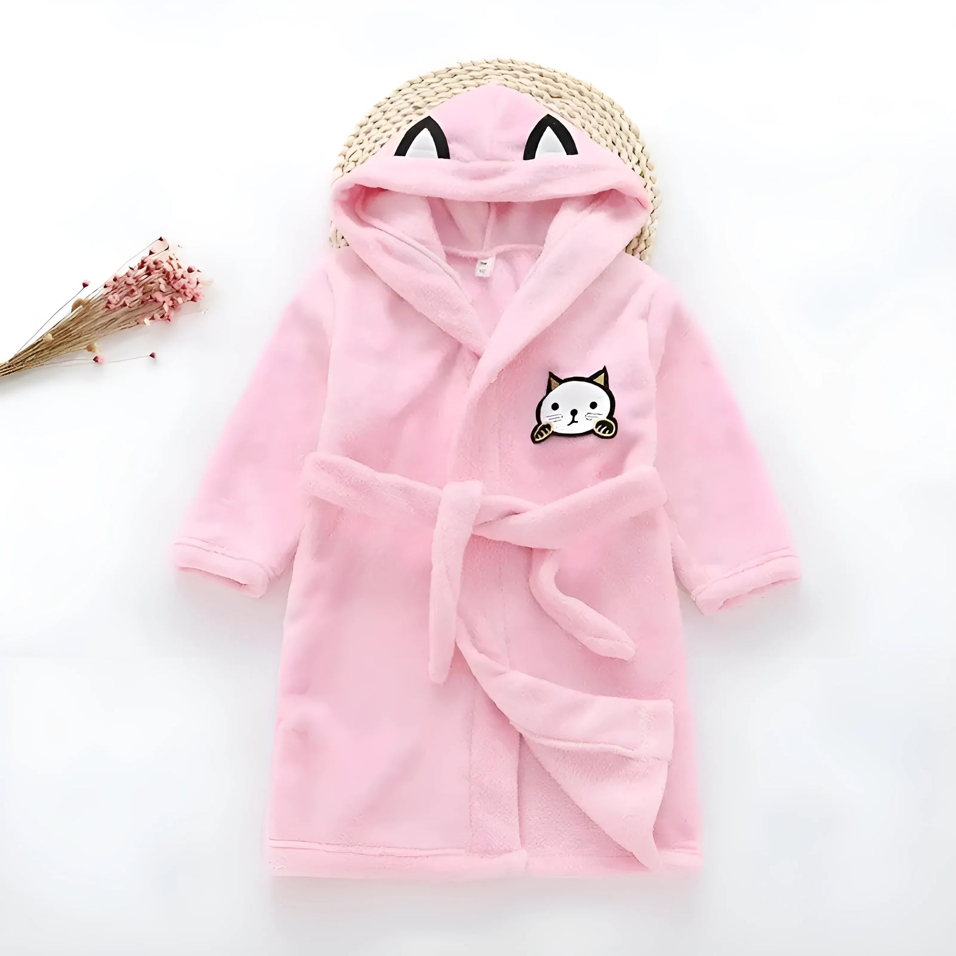 Dark Pink Children's Patterned Bathrobe